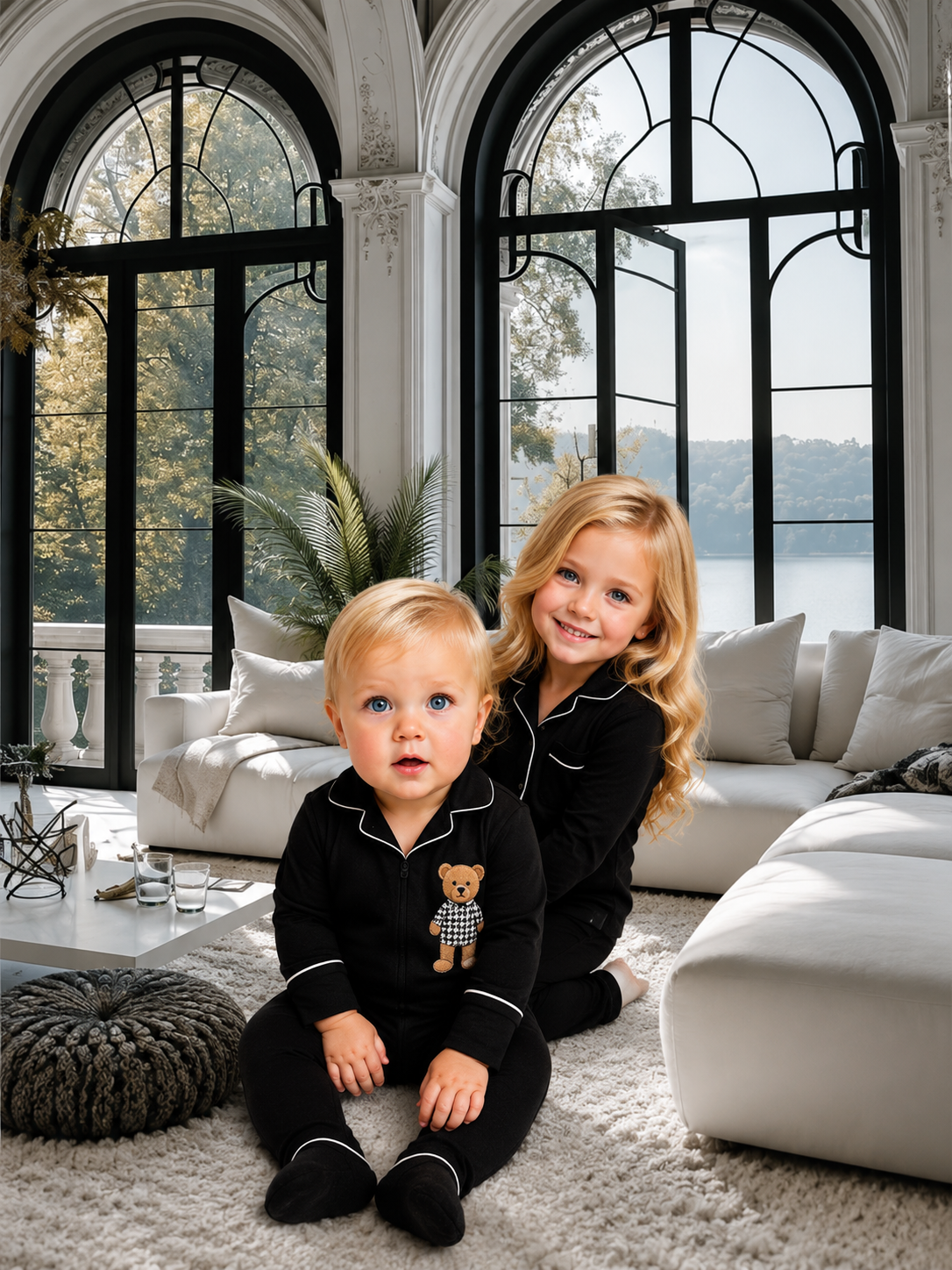 ** 2026 Hush sleepwear bamboo cotton 2pc pajama- black 12m-14yrs