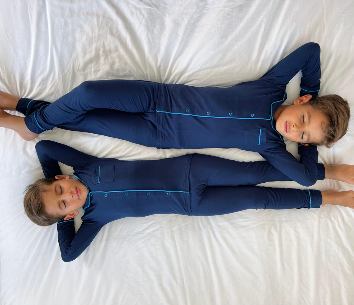 Hush sleepwear bamboo cotton- navy blue with bright blue trim 2pc pjs
