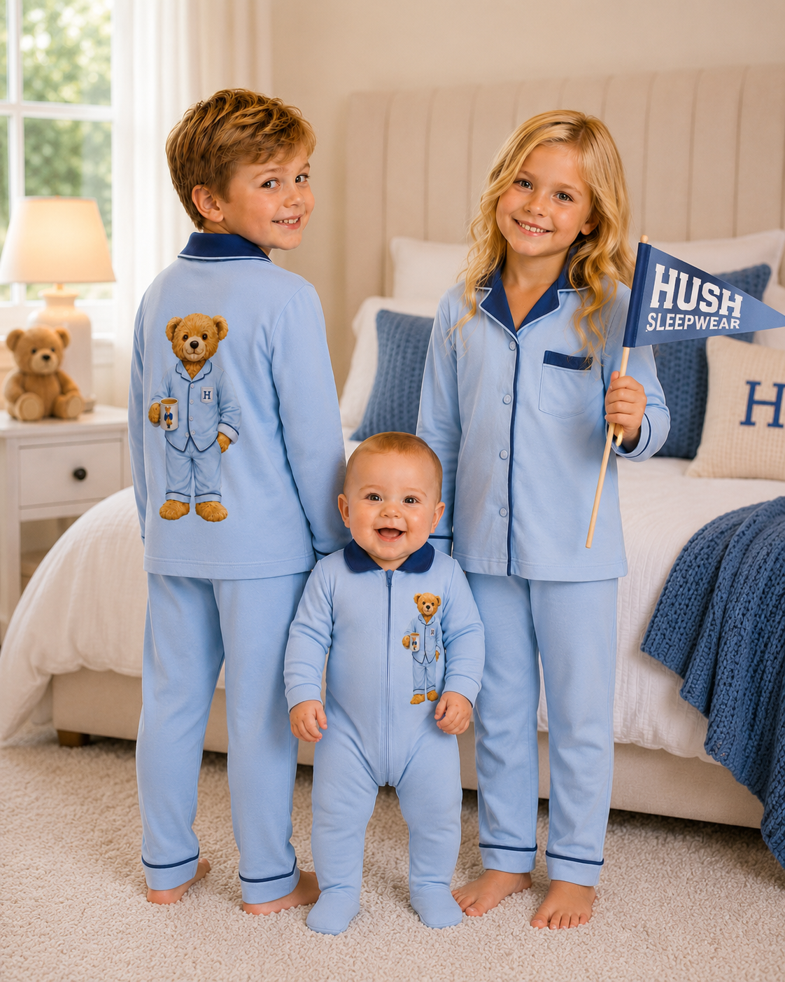 **PREORDER 2027 Hush sleepwear bamboo cotton 2pc pajama-light blue 12m-16yrs