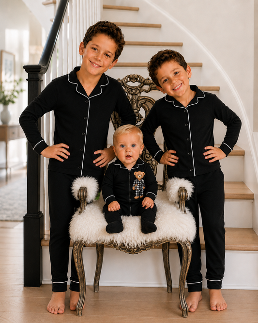 **PREORDER 2027 Hush sleepwear bamboo cotton 2pc pajama- black 12m-14yrs