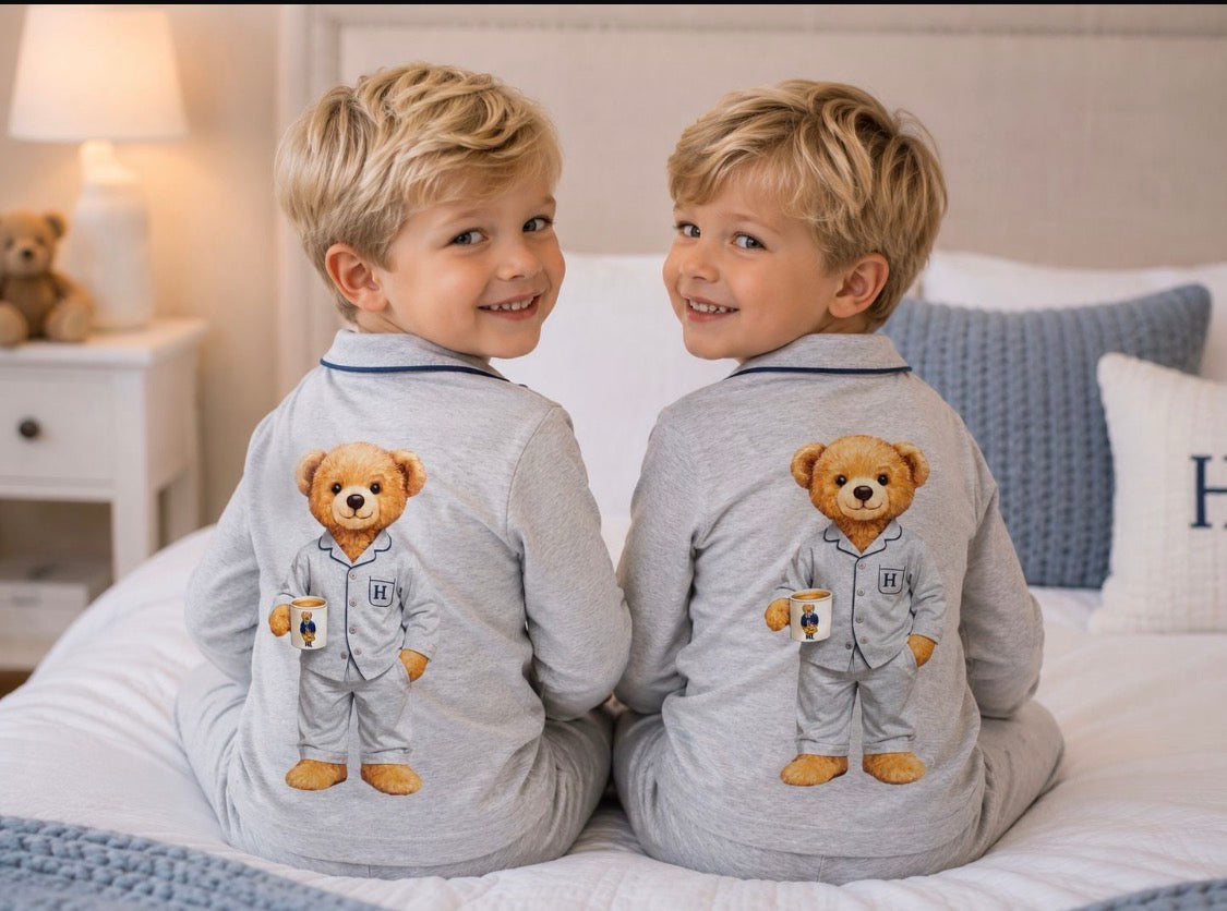 **2026 Hush sleepwear bamboo cotton 2pc pajama- grey 12m-16yrs