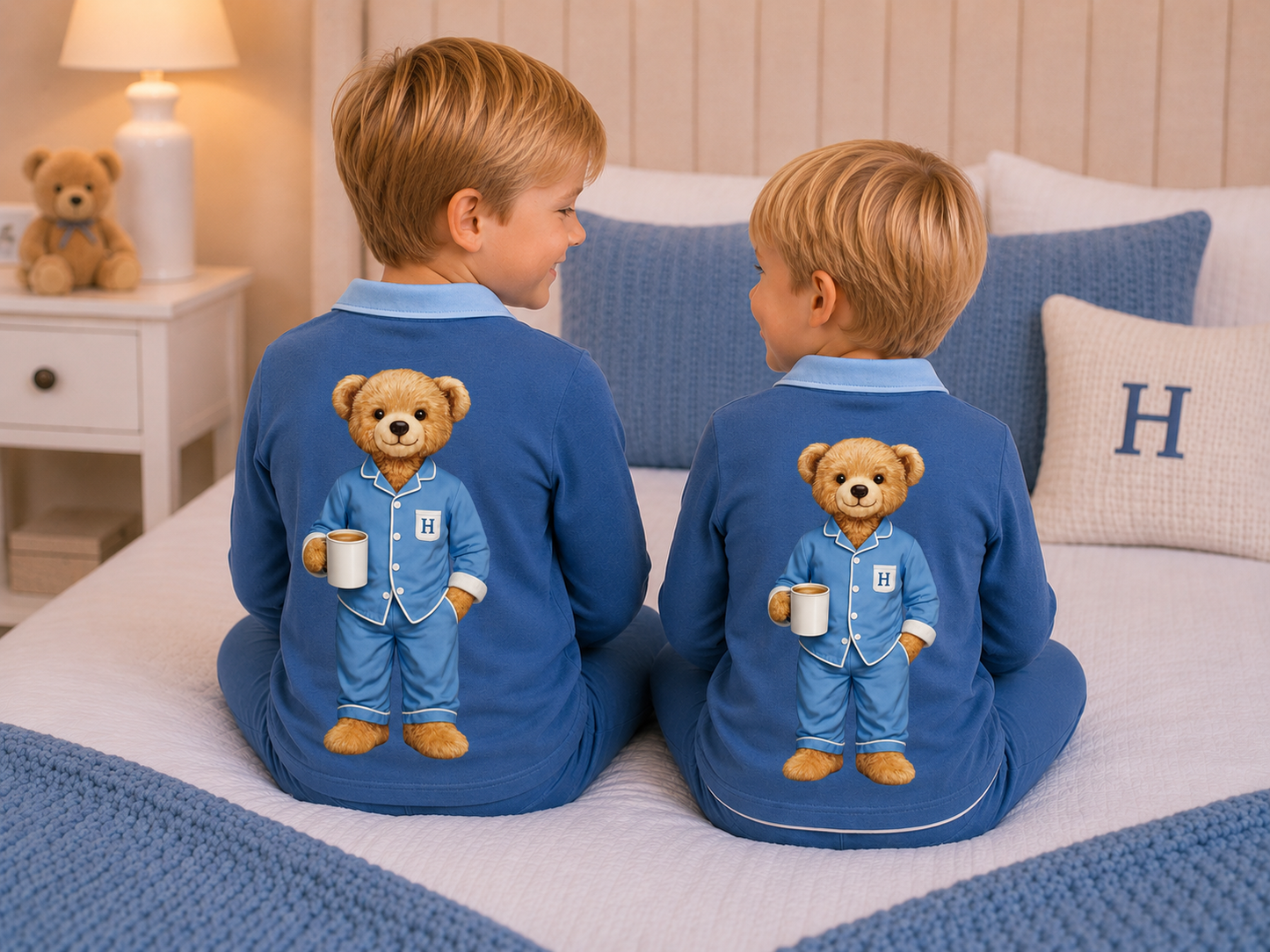 **2026 hush sleepwear bamboo cotton 2pc pajama- blue 12m-16yrs
