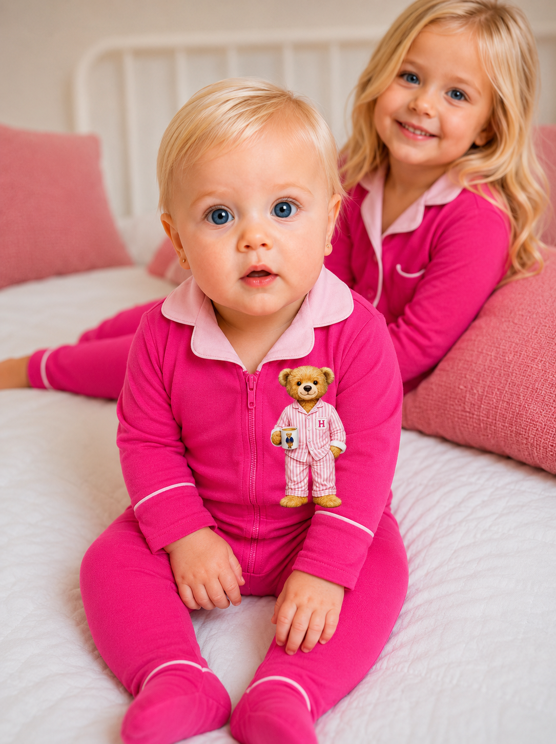 **2026 Hush sleepwear bamboo cotton 2pc pajama- hot pink 12m-16yrs