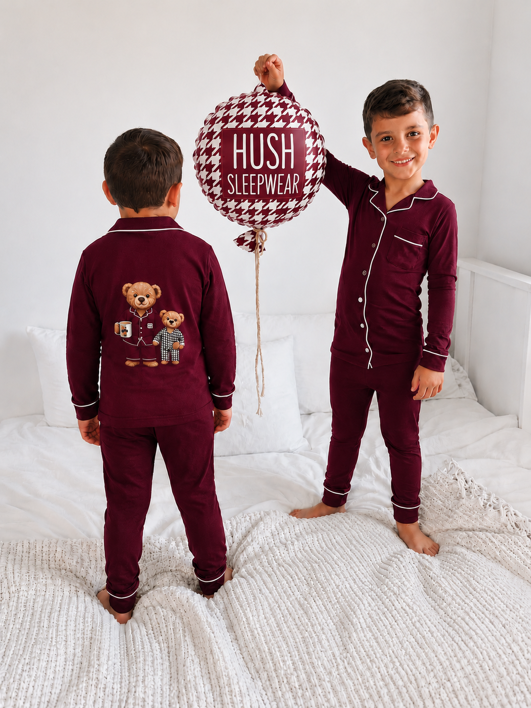 **PREORDER 2027 Hush sleepwear bamboo cotton 2pc pajama- wine 12m-16yrs