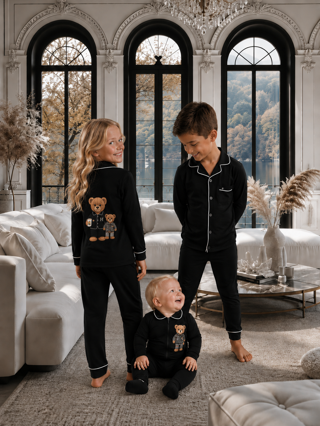 ** 2026 Hush sleepwear bamboo cotton 2pc pajama- black 12m-14yrs