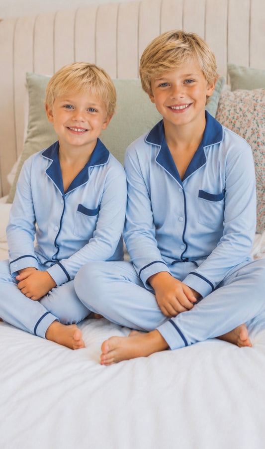 **PREORDER 2027 Hush sleepwear bamboo cotton 2pc pajama-light blue 12m-16yrs