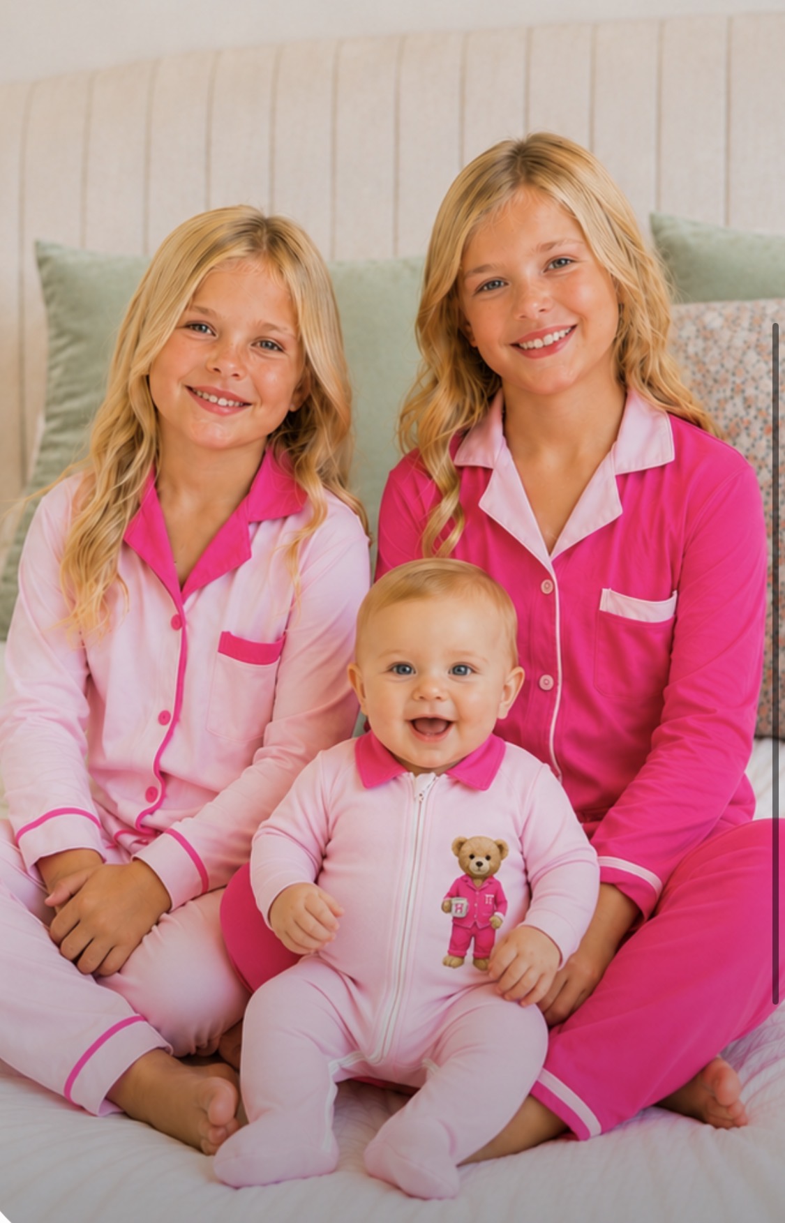 **2026 Hush sleepwear bamboo cotton 2pc pajama- hot pink 12m-16yrs