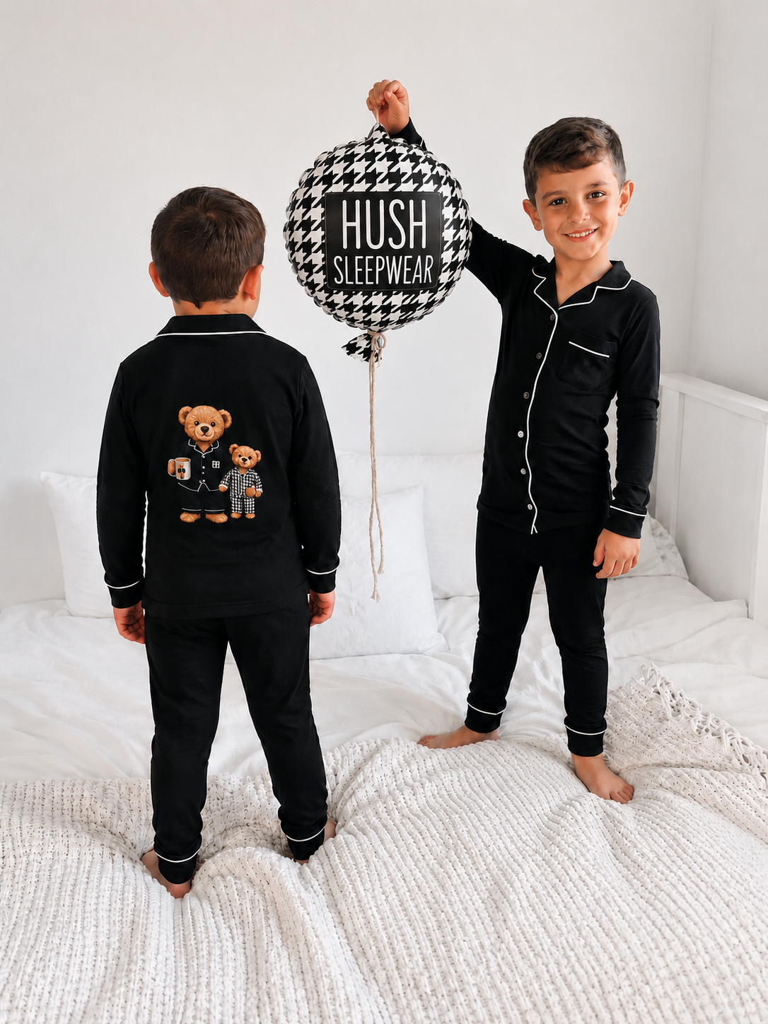 ** 2026 Hush sleepwear bamboo cotton 2pc pajama- black 12m-14yrs