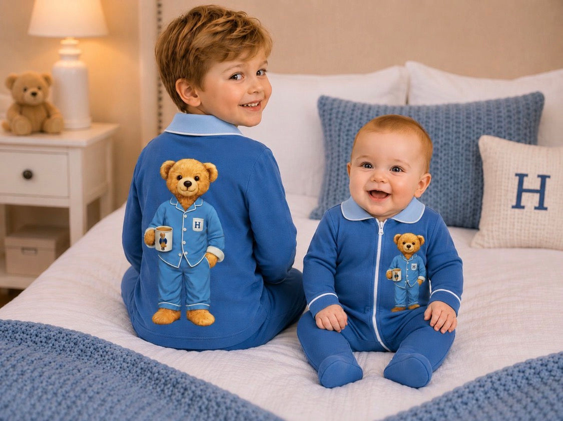 **2026 hush sleepwear bamboo cotton 2pc pajama- blue 12m-16yrs