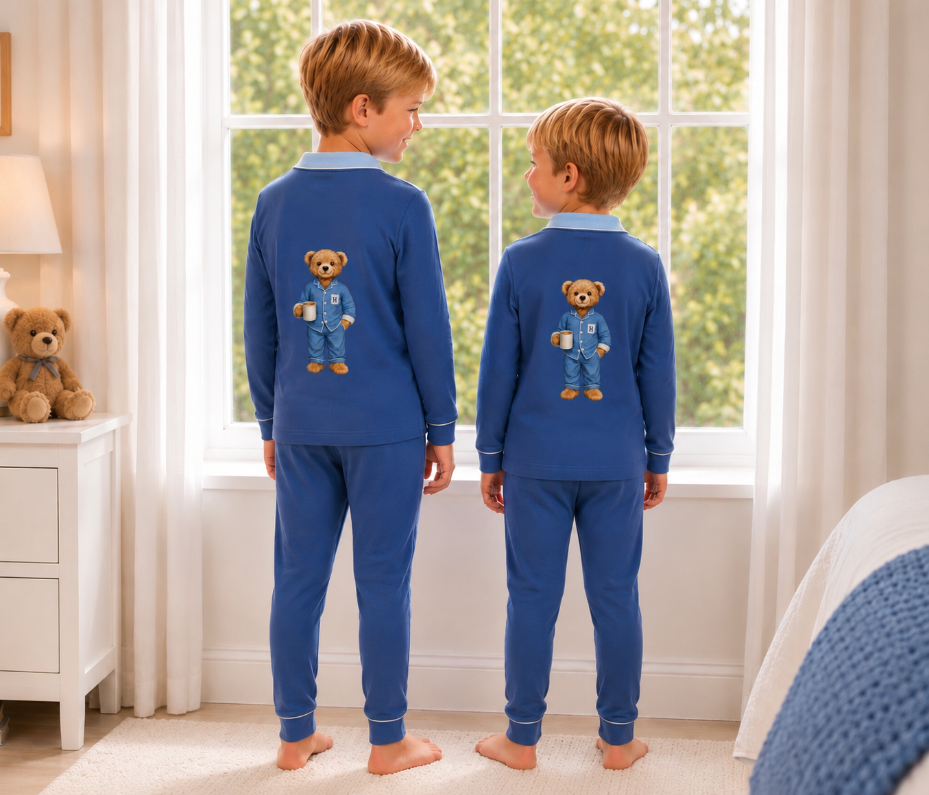 **2026 hush sleepwear bamboo cotton 2pc pajama- blue 12m-16yrs
