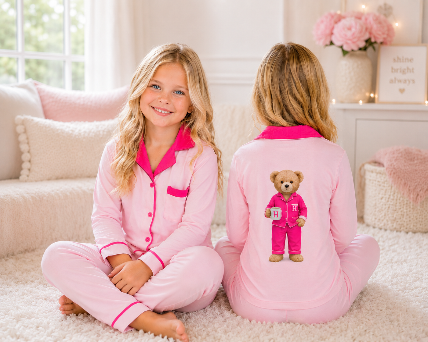 **PREORDER 2027 Hush sleepwear bamboo cotton 2pc pajama-light pink 12m-16yrs