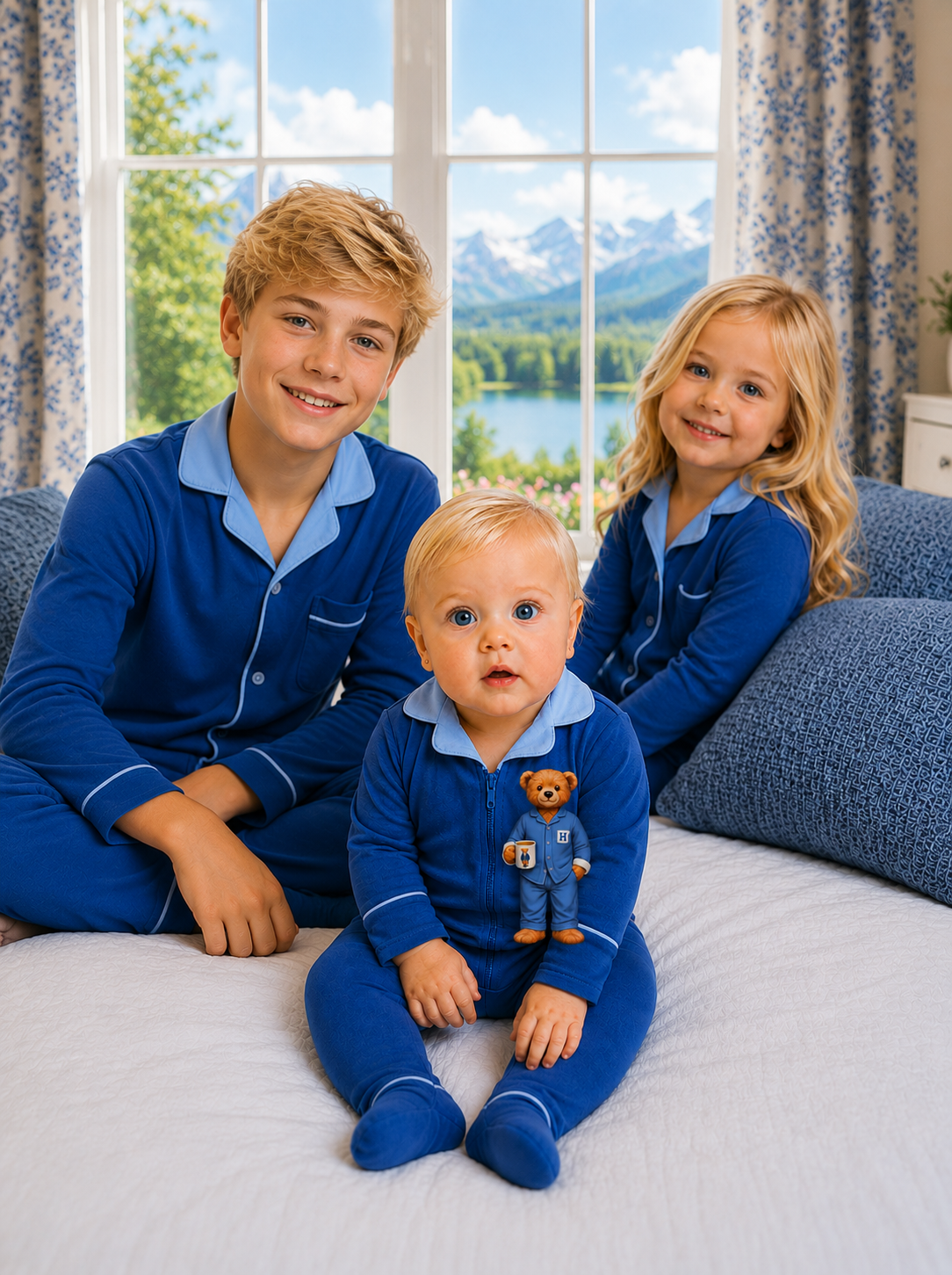 **2026 hush sleepwear bamboo cotton 2pc pajama- blue 12m-16yrs